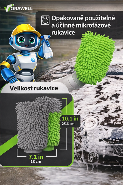 Mikrofázová Rukavice na Mytí Auta, Super Absorpční, 2 Pack – Zelená & Šedá