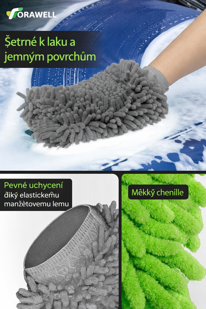 Mikrofázová Rukavice na Mytí Auta, Super Absorpční, 2 Pack – Zelená & Šedá