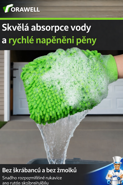 Mikrofázová Rukavice na Mytí Auta, Super Absorpční, 2 Pack – Zelená & Šedá